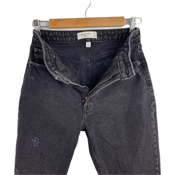 Abercrombie & Fitch Curve Love High Rise Skinny Distressed Jean Faded Black 25/0 - Picture 13 of 16